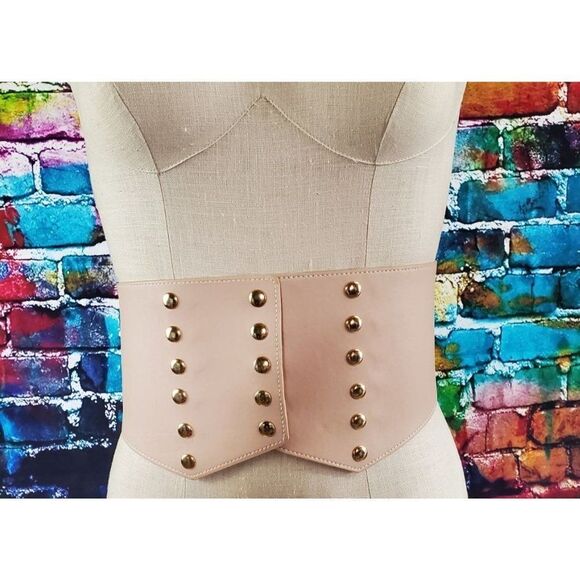 New in Package Wide Stretch Belt Pink Gold Tone One Size Fits Most - Picture 1 of 5